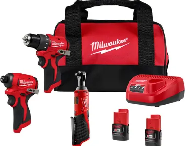 Milwaukee M12 3-Tool Cordless Power Tool Combo Kit 3494-23R with Brushless Drill Impact Driver and Ratchet